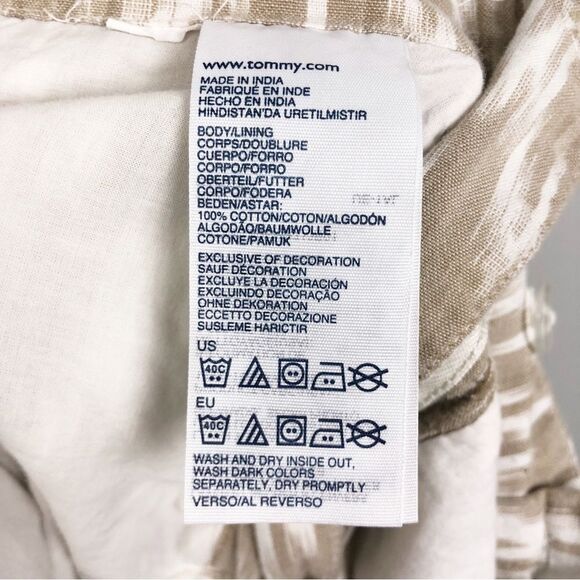 TOMMY HILFIGER | Tan & White Tribal Print Brushstroke Belted Shorts Women’s 16 - Picture 9 of 10